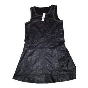 Kids Black Faux Leather Tank Dress